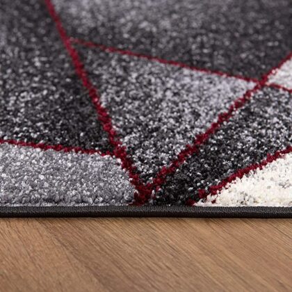 4' X 6' Grey Red Geometric Area Rug