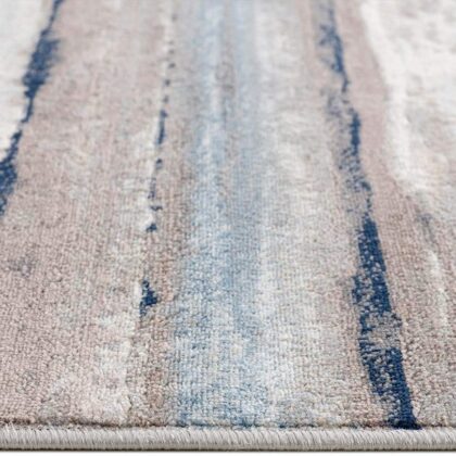 2’ X 3’ Blue And Beige Distressed Stripes Scatter Rug