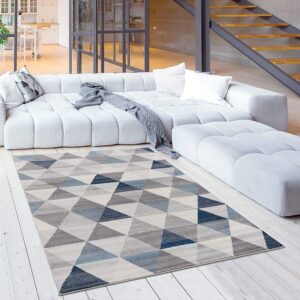 2’ X 8’ Navy Blue Geometric Diamond Runner Rug