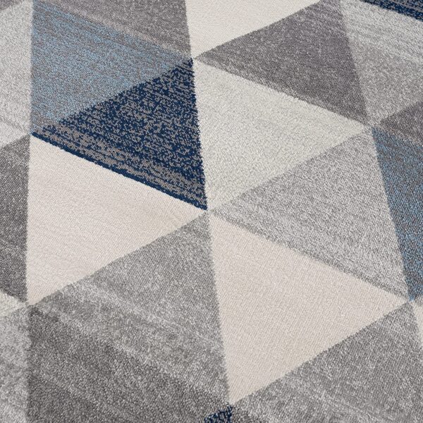 2’ X 8’ Navy Blue Geometric Diamond Runner Rug