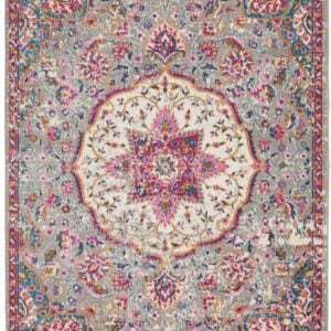 8' X 10' Pink And Gray Power Loom Area Rug
