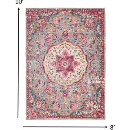 8' X 10' Pink And Gray Power Loom Area Rug