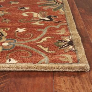 9'X13' Sienna Orange Hand Tufted Traditional Floral Allover Indoor Area Rug