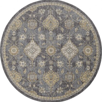 2' X 7' Slate Grey Floral Vine Wool Indoor Runner Rug