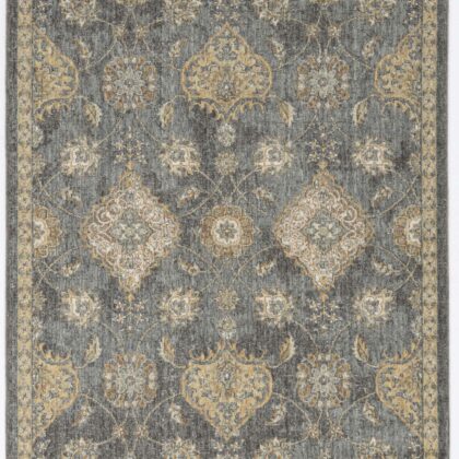2' X 7' Slate Grey Floral Vine Wool Indoor Runner Rug