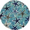 8' Blue Hand Woven Uv Treated Coastal Starfish Round Indoor Outdoor Area Rug