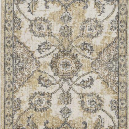 2' X 7' Ivory Sand Floral Vine Wool Indoor Runner Rug