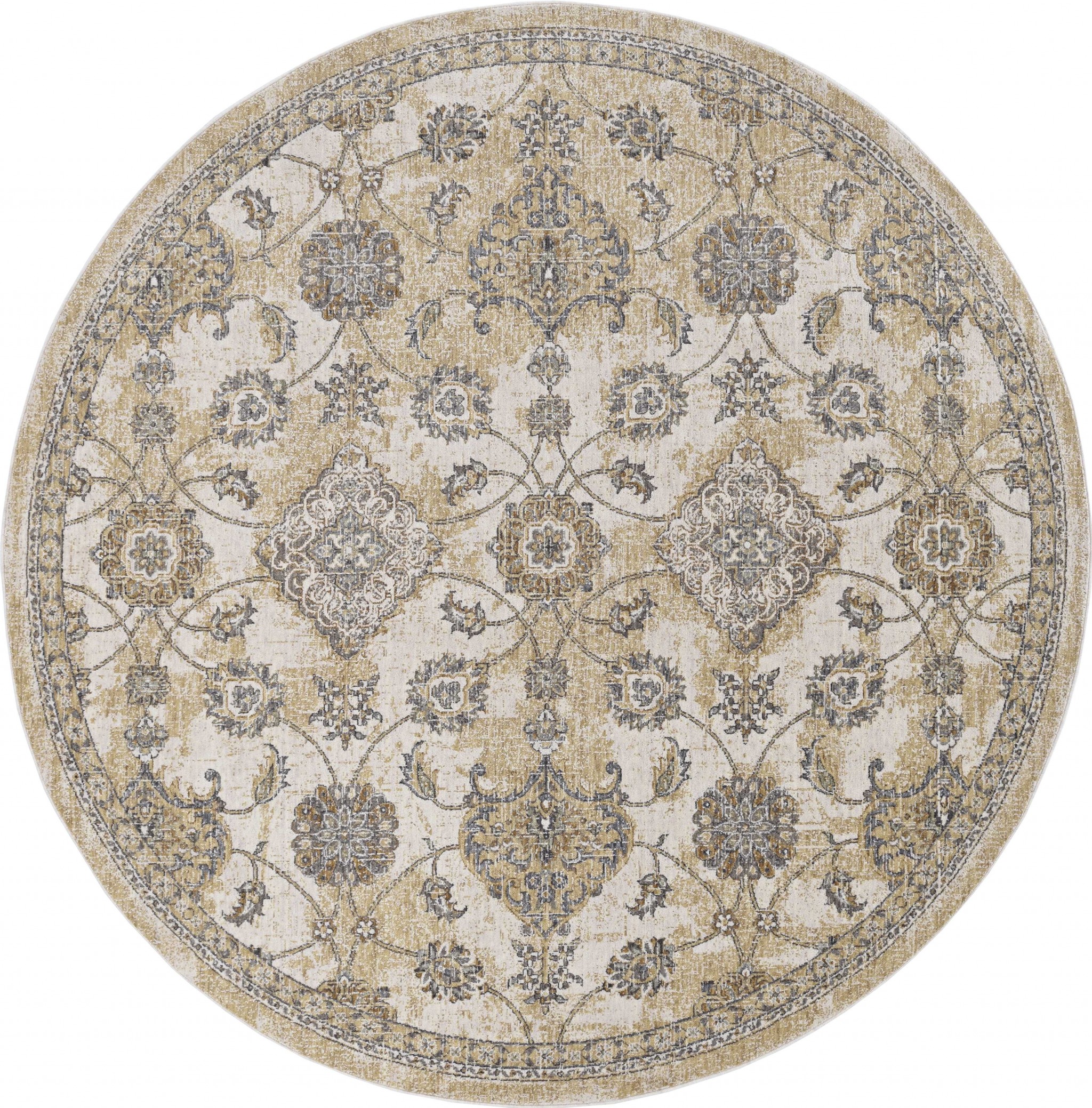 2' X 7' Ivory Sand Floral Vine Wool Indoor Runner Rug - Image 3