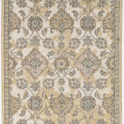 2' X 7' Ivory Sand Floral Vine Wool Indoor Runner Rug