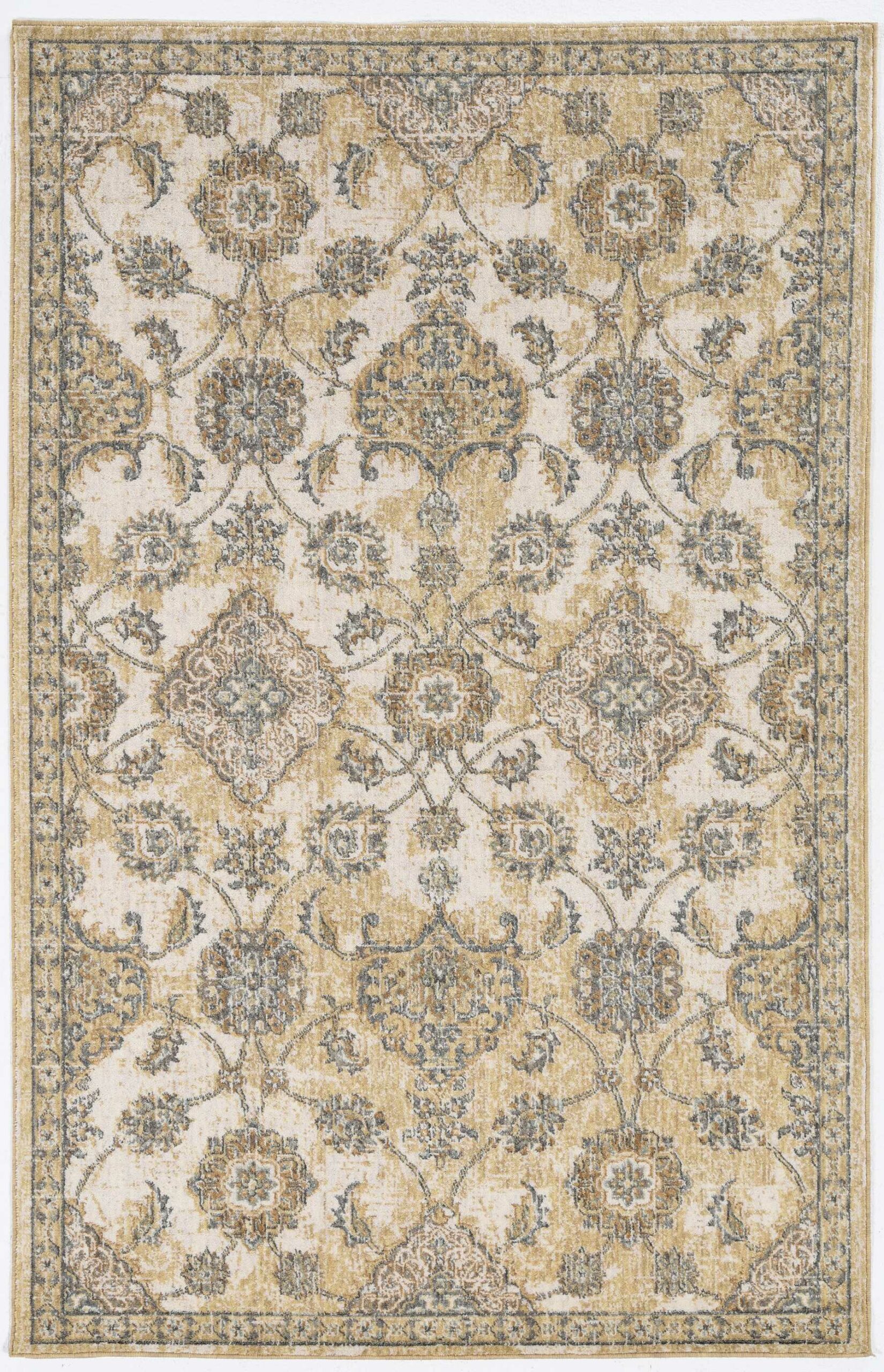2' X 7' Ivory Sand Floral Vine Wool Indoor Runner Rug - Image 4