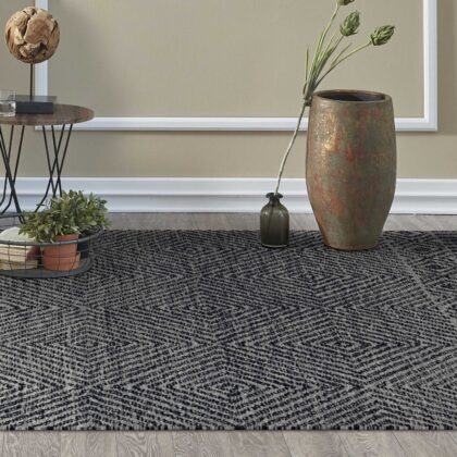 108 X 156 Grey Or  Black Wool Rug