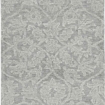 8'X11' Grey Hand Tufted Space Dyed Ogee Indoor Area Rug