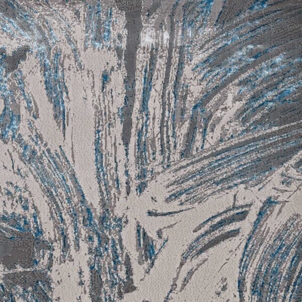 3' X 5' Silver Or Blue Abstract Brushstrokes Area Rug