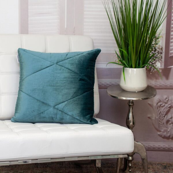 Quilted Teal Velvet Throw Pillow