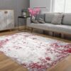 6' X 9' Red Abstract Dhurrie Area Rug