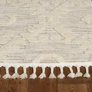 9'X13' Ivory Beige Machine Woven Geometric Bohemian Indoor Area Rug