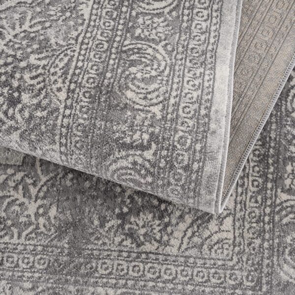 2’ X 8’ Gray Distressed Medallion Runner Rug