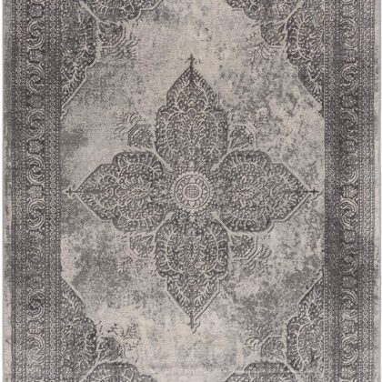 2’ X 8’ Gray Distressed Medallion Runner Rug