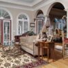 8' Red And Ivory Floral Medallion Runner Rug