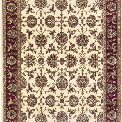 8' Red And Ivory Floral Medallion Runner Rug