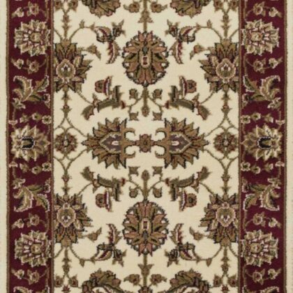 8' Red And Ivory Floral Medallion Runner Rug