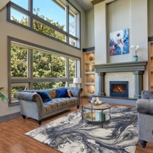 3' X 5' Grey Abstract Watercolors Area Rug