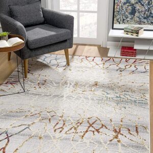 3’ X 5’ Gold And Ivory Abstract Branches Area Rug