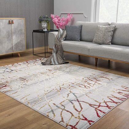 3’ X 5’ Gold And Ivory Abstract Branches Area Rug