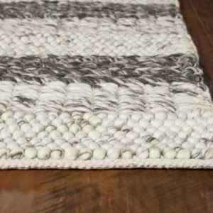 9' X 13' Wool Grey Or  White Area Rug