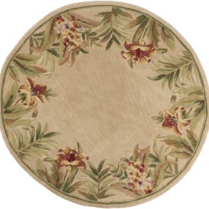 5' Round  Wool Ivory  Area Rug
