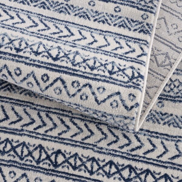 2’ X 4’ Navy Blue Decorative Stripes Area Rug