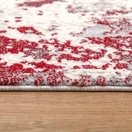 3' X 5' Red Abstract Dhurrie Area Rug