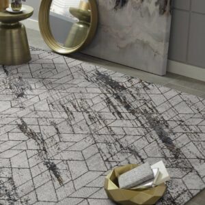 5' X 8' Ivory Geometric Pattern Indoor Area Rug