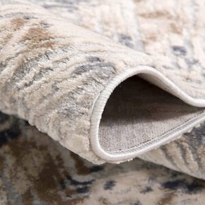 3' X 5' Beige Abstract Printed Area Rug