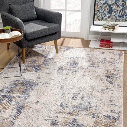 3' X 5' Beige Abstract Printed Area Rug