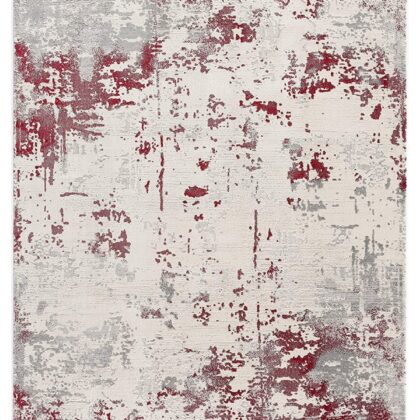 4' X 6' Red Abstract Dhurrie Area Rug