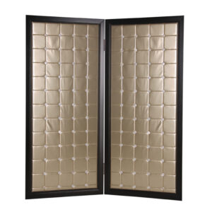 1" X 59" X 67" Gold Wood & Fabric  Screen