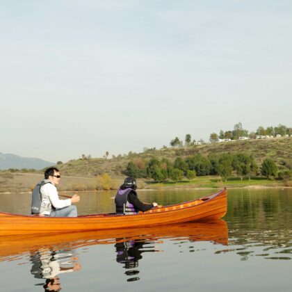 35.5" X 216" X 27" Wooden Canoe With Ribs