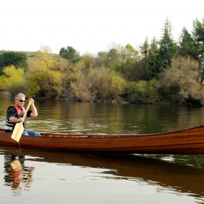35.5" X 216" X 27" Wooden Canoe With Ribs