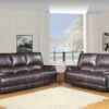 76'" X 40'"  X 41'" Modern Brown Leather Sofa And Loveseat