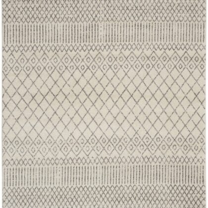 7' X 10' Gray Geometric Power Loom Area Rug