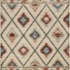 8' Ivory Machine Woven Geometric Lodge Indoor Runner Rug