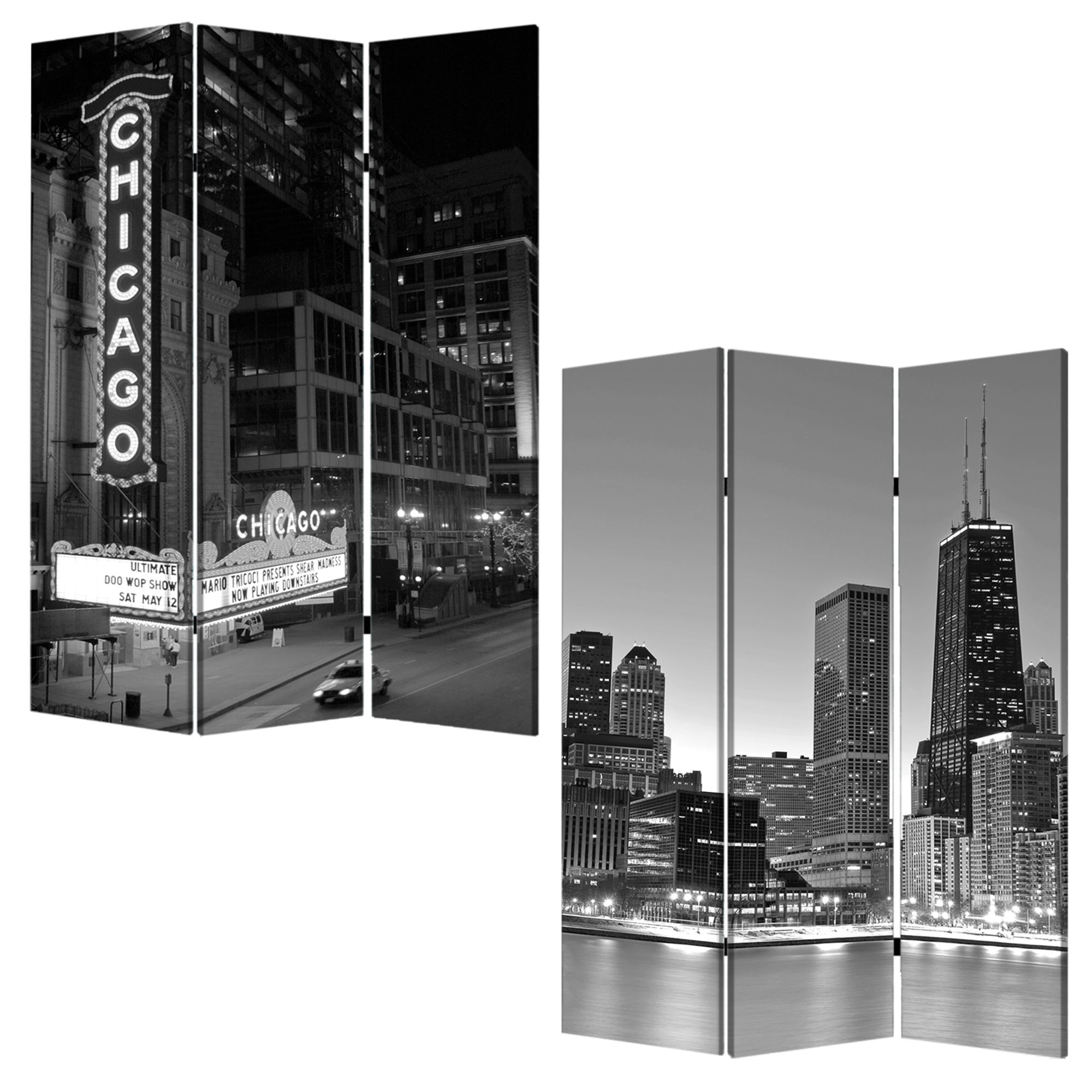 1" X 48" X 72" Multi Color Wood Canvas Chicago Screen - Image 2