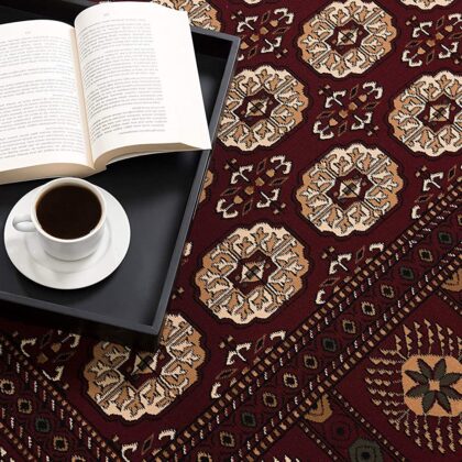 2’ x 10’ Red Eclectic Geometric Pattern Runner Rug