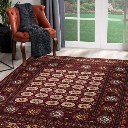 2’ x 10’ Red Eclectic Geometric Pattern Runner Rug