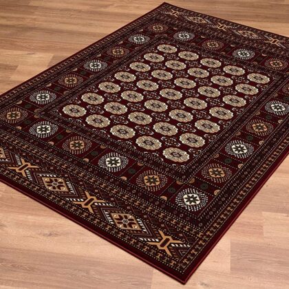 2’ x 10’ Red Eclectic Geometric Pattern Runner Rug
