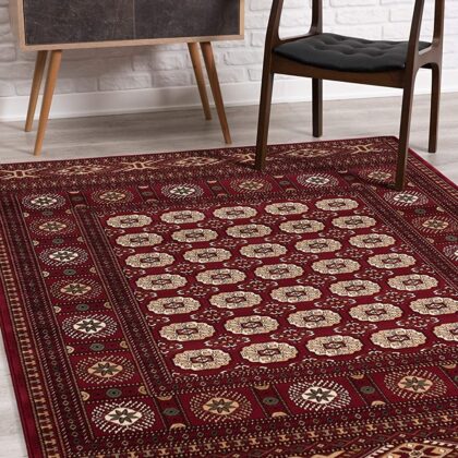 2’ x 10’ Red Eclectic Geometric Pattern Runner Rug