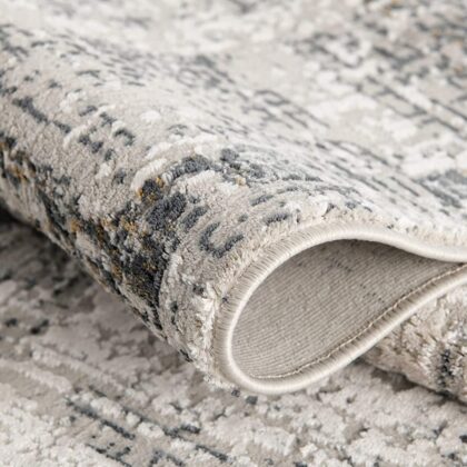 7’ X 10’ Gray And Ivory Abstract Distressed Area Rug