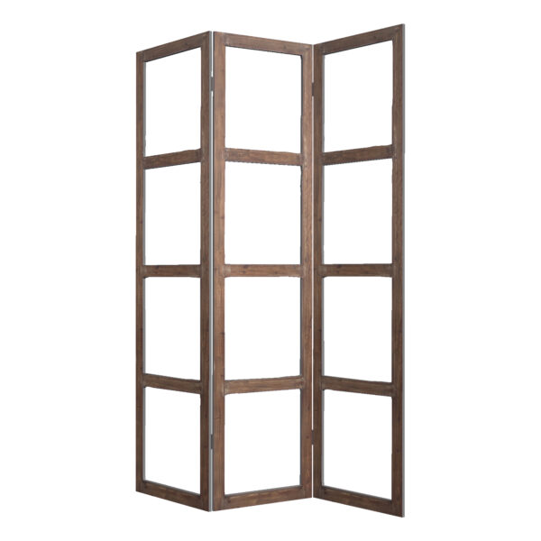 1 X 63 X 84 Brown Wood Glass  Screen