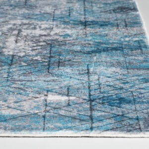 2’ x 7’ Blue Gray Abstract Cuboid Modern Runner Rug